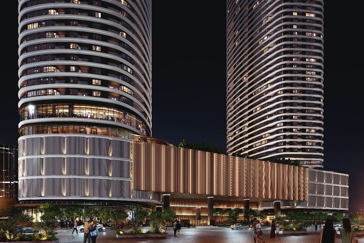 A render of the facade at Haraya