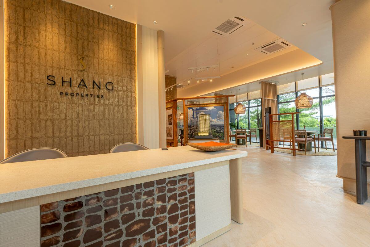 Shang Properties showroom reception area showcasing condominium development, sales, and property presentation