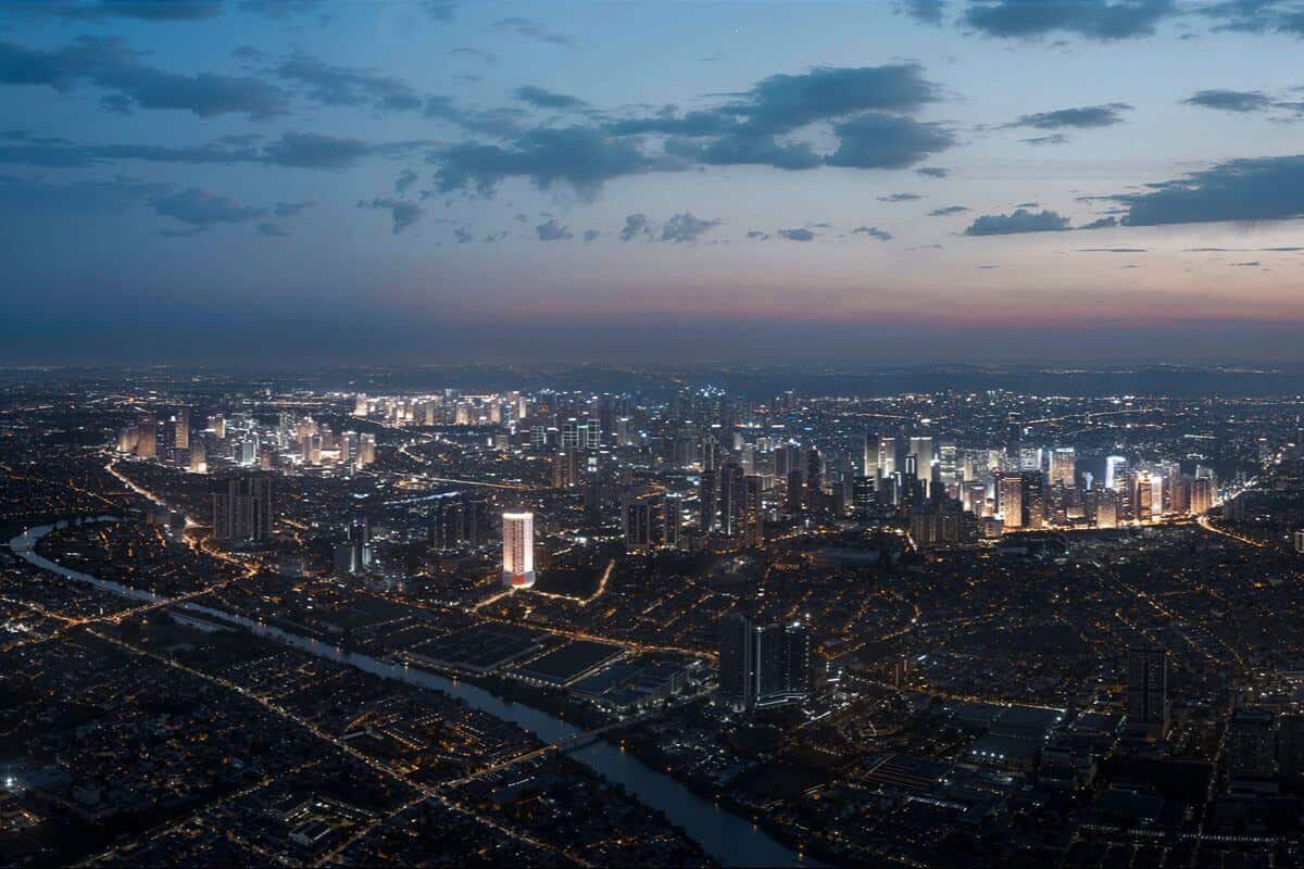 Aerial view of a connected Metro Manila cityscape at dusk, illustrating how strategic locations can support long-term property appreciation